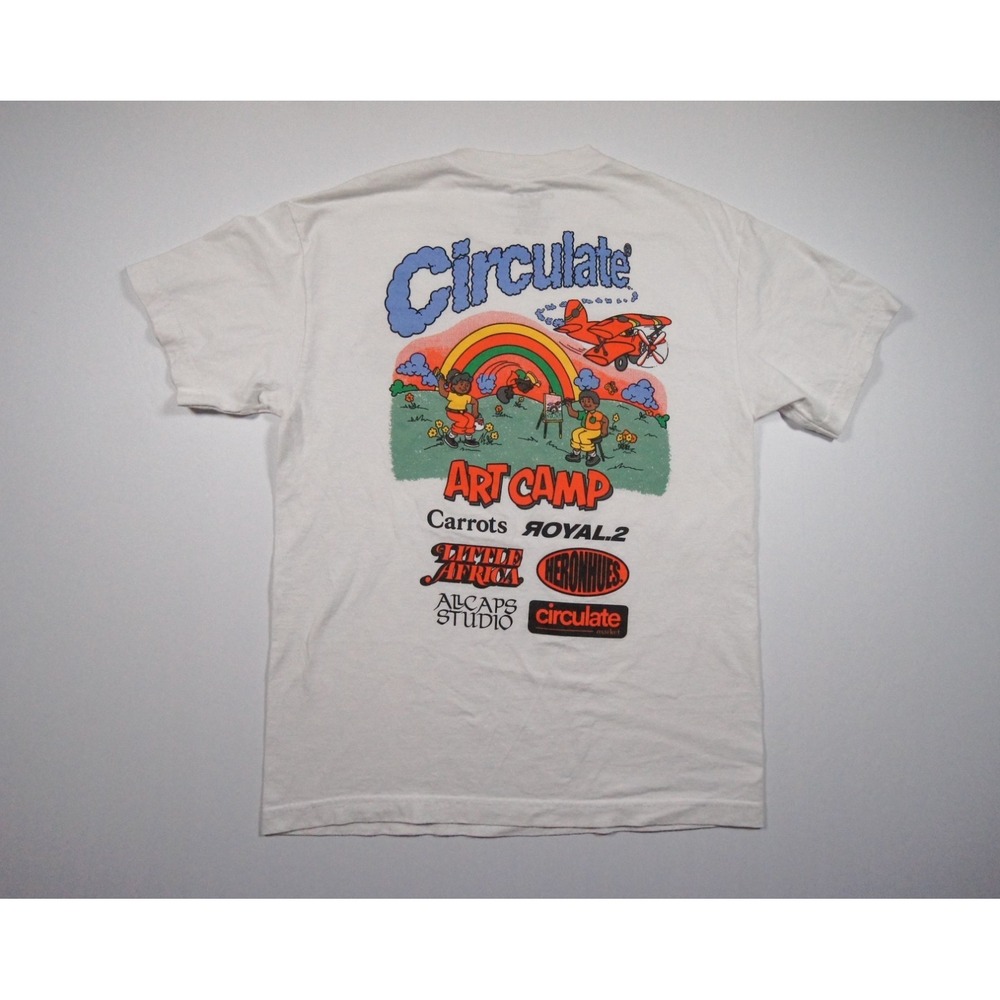 Circulate Worldwide Shirt Mens Medium White Streetwear Tee Art Camp Carrots